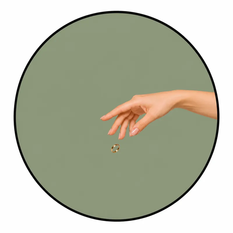 A hand dropping a gold ring