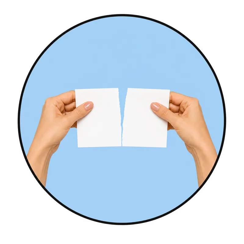 Two hands tearing a blank photo in half